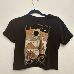 mighty fine cropped short sleeved graphic t-shirt